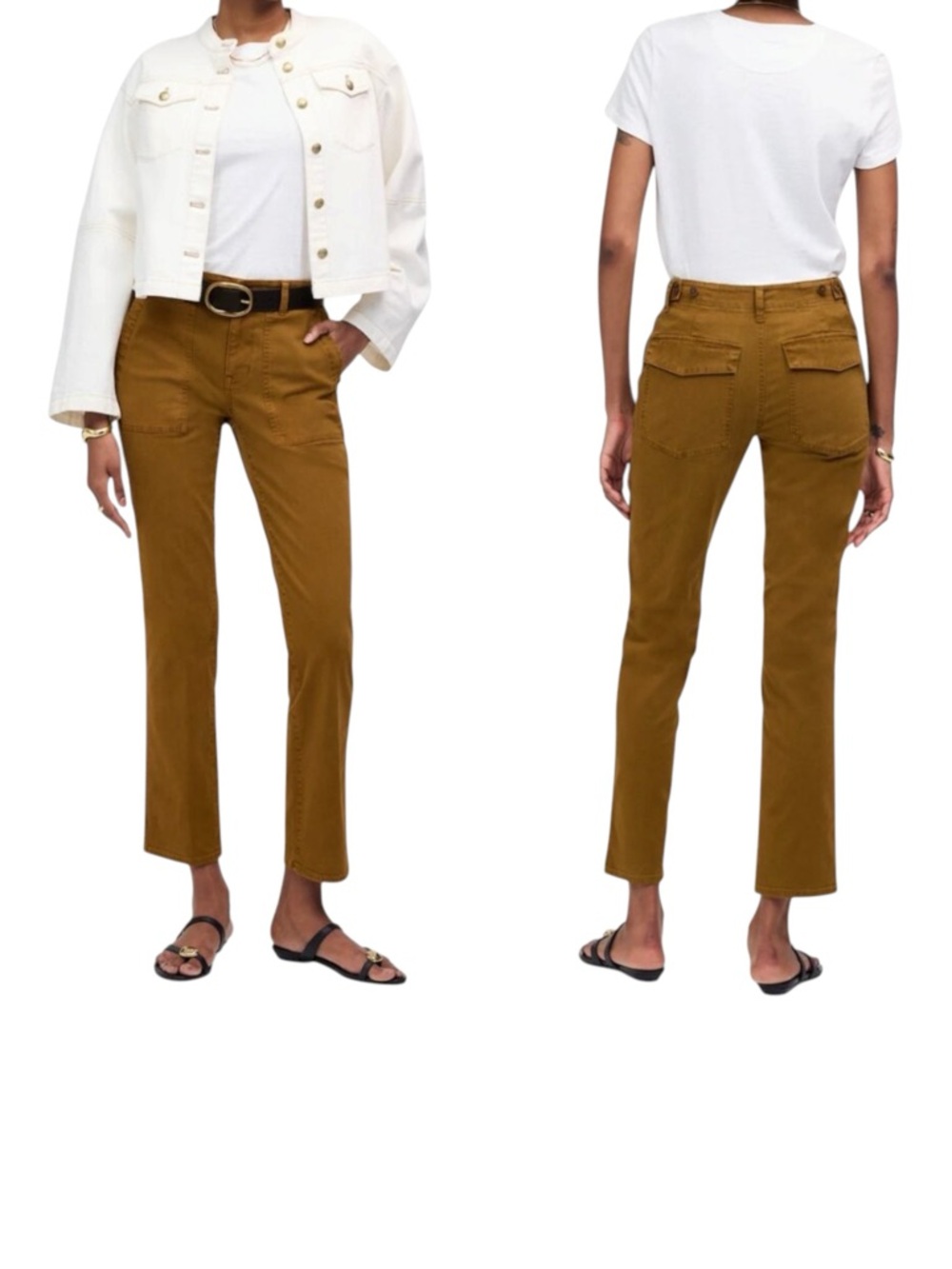 Madewell The Slim Straight Utility Pant in Amber Olive Size 32 NWT